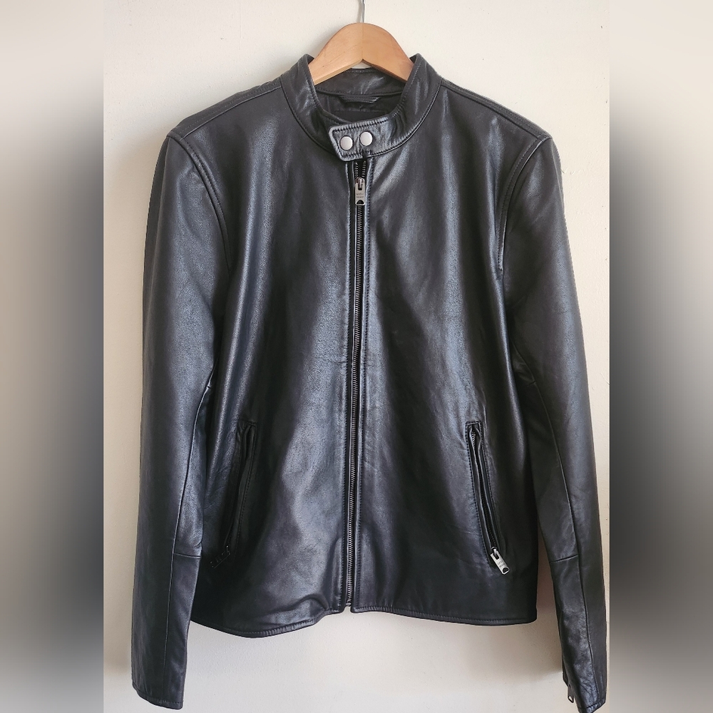 Lucky Brand Black Leather Bonneville Jacket - Men